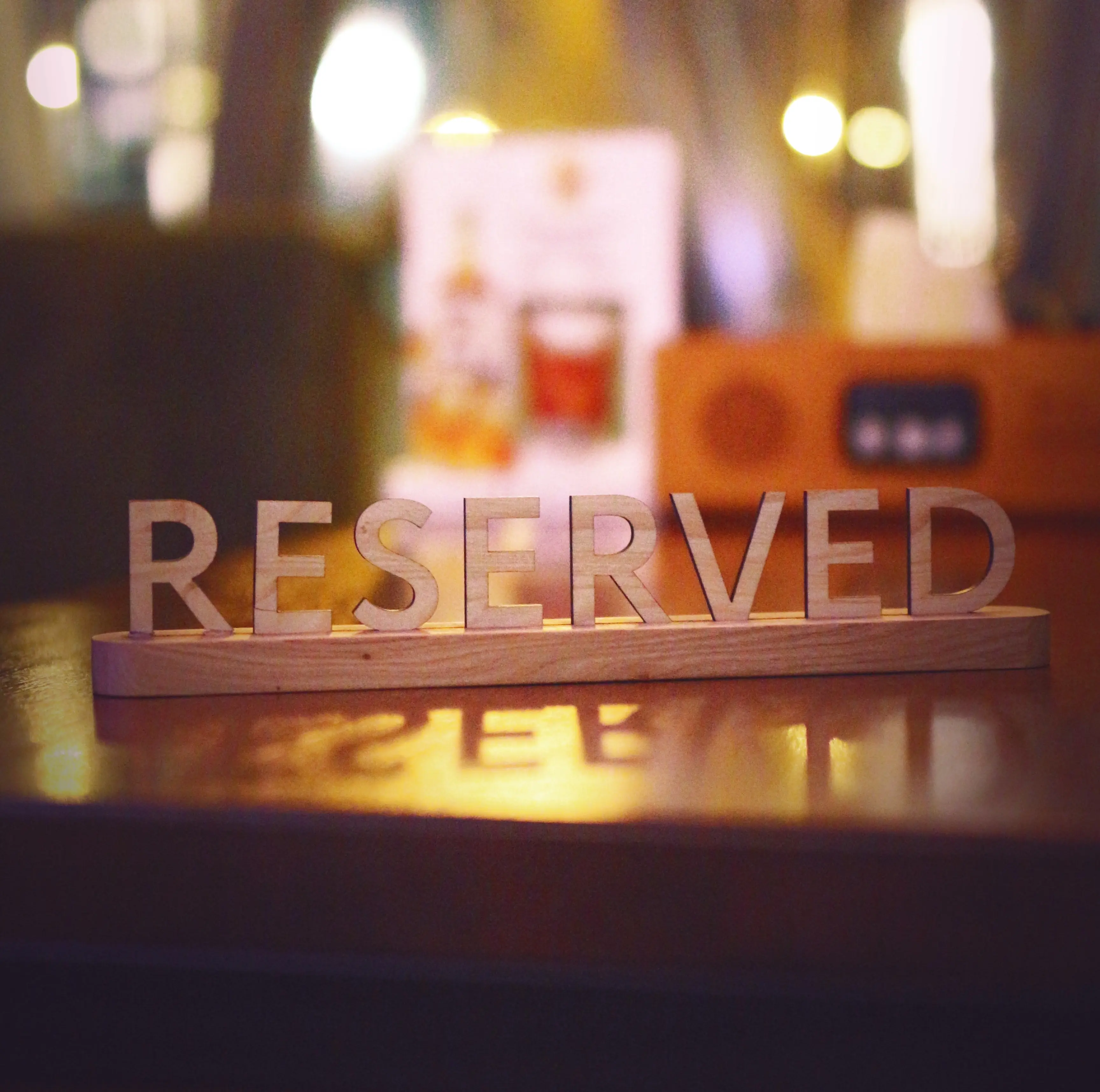 Picture of reserved table at a restaurant.